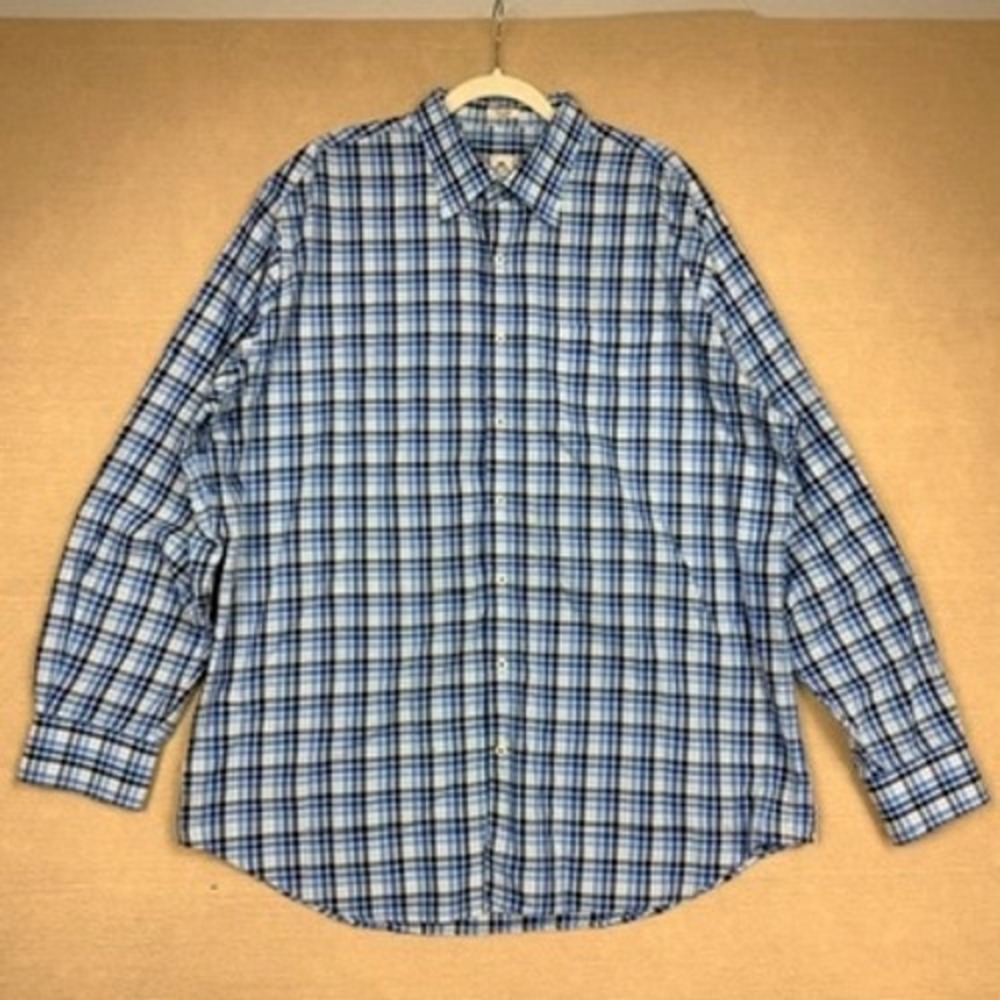 Peter Millar Mens XL Blue White Plaid Cotton Long Sleeve Button Down Shirt